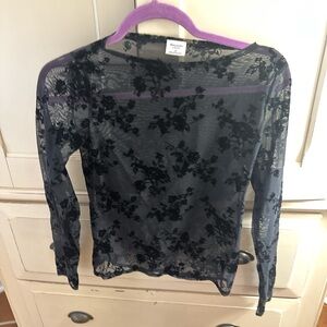 Elegant Black Floral Sheer Top